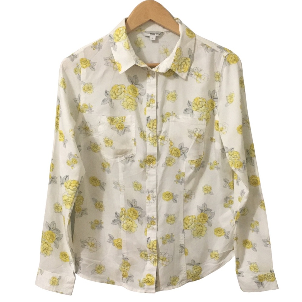 NWOT Tally Weijl Floral Adjustable Long Sleeves Button Career Shirt M